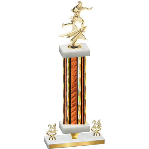 Premium Single Orange Glacier Year Flag Football Trophy