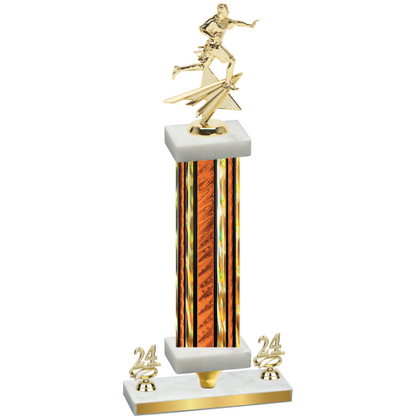 Premium Single Orange Glacier Year Flag Football Trophy