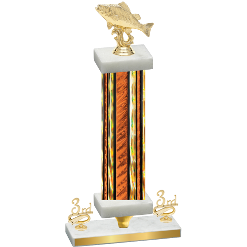 Premium Single Orange Glacier Third Place Fishing Trophy