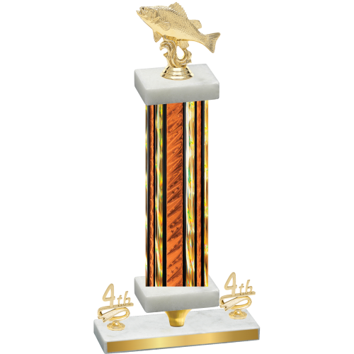 Premium Single Orange Glacier Fourth Place Fishing Trophy