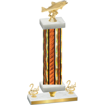 Premium Single Orange Glacier Second Place Fishing Trophy