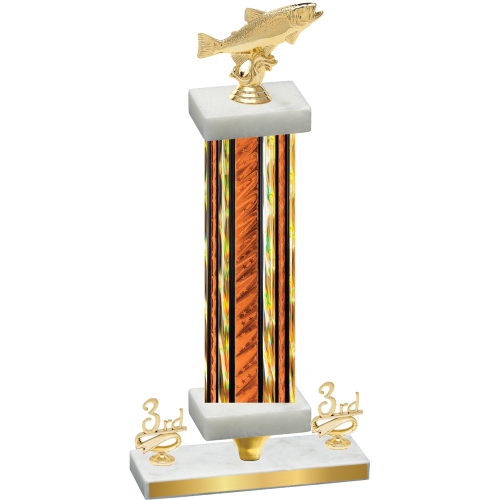 Premium Single Orange Glacier Third Place Fishing Trophy