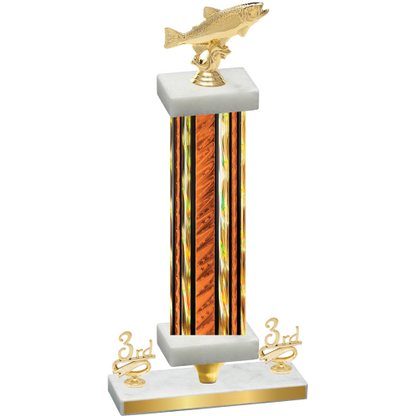 Premium Single Orange Glacier Third Place Fishing Trophy