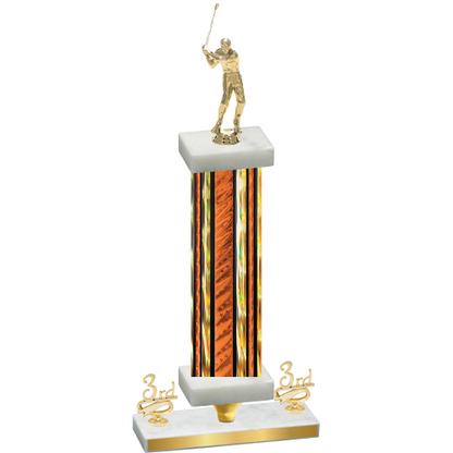 Premium Single Orange Glacier Third Place Golf Trophy