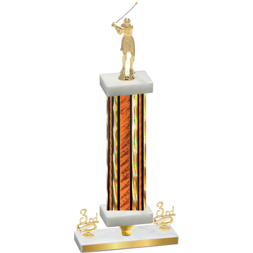 Premium Single Orange Glacier Third Place Golf Trophy