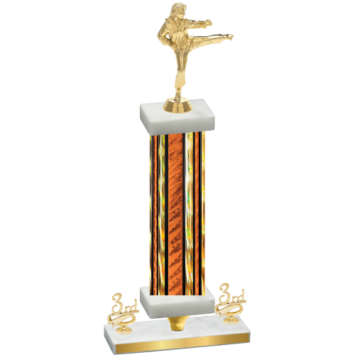 Premium Single Orange Glacier Third Place Karate Trophy