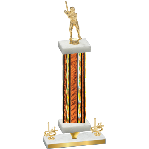 Premium Single Orange Glacier First Place Baseball Trophy
