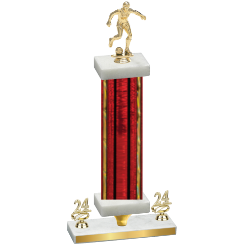 Premium Single Red Glacier Year Soccer Trophy