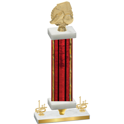 Premium Single Red Glacier First Place Soccer Trophy