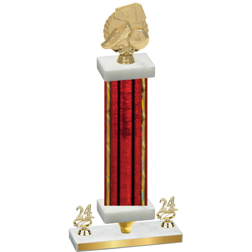 Premium Single Red Glacier Year Soccer Trophy