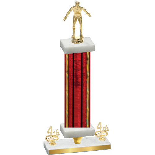 Premium Single Red Glacier Fourth Place Wrestling Trophy