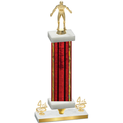 Premium Single Red Glacier Fourth Place Wrestling Trophy