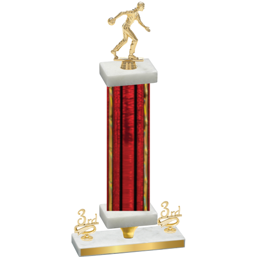 Premium Single Red Glacier Third Place Bowling Trophy