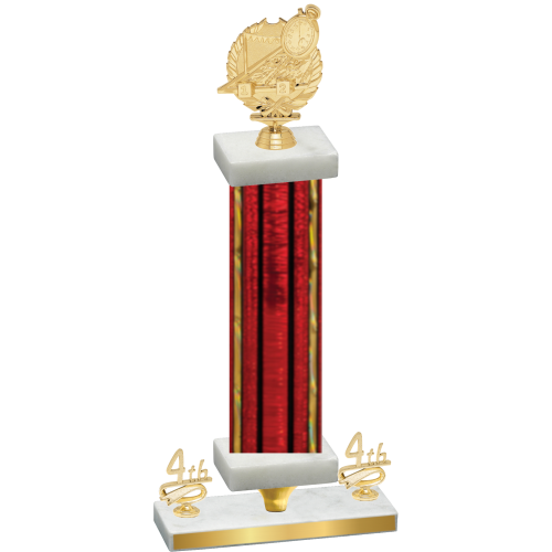 Premium Single Red Glacier Fourth Place Swimming Trophy