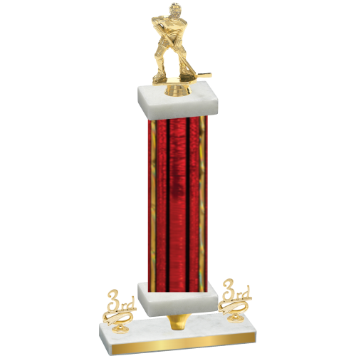 Premium Single Red Glacier Third Place Hockey Trophy