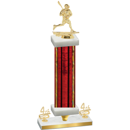 Premium Single Red Glacier Fourth Place Lacrosse Trophy