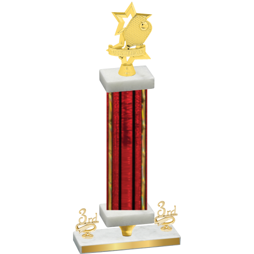 Premium Single Red Glacier Third Place Pickleball Trophy