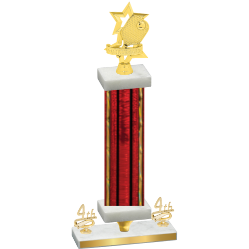 Premium Single Red Glacier Fourth Place Pickleball Trophy