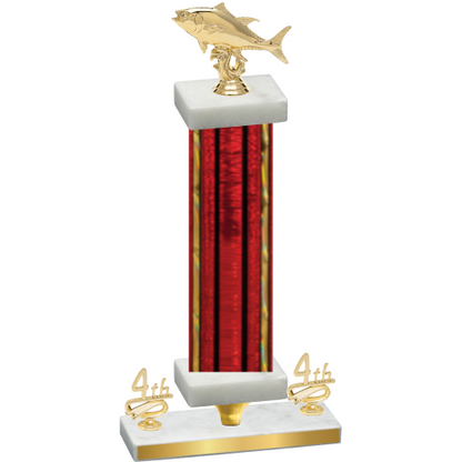 Premium Single Red Glacier Fourth Place Fishing Trophy