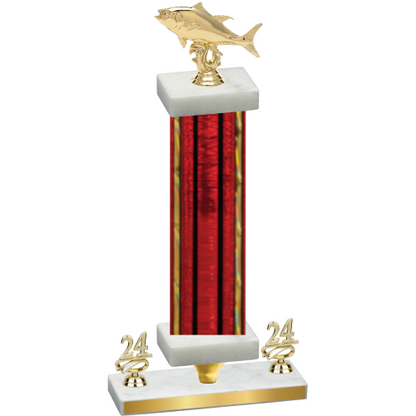 Premium Single Red Glacier Year Fishing Trophy