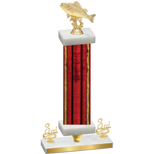 Premium Single Red Glacier Third Place Fishing Trophy