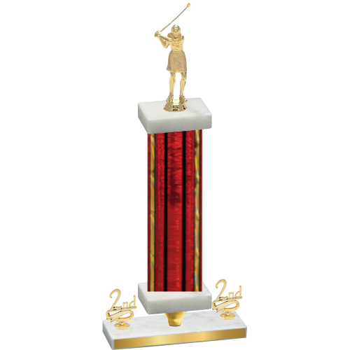 Premium Single Red Glacier Second Place Golf Trophy