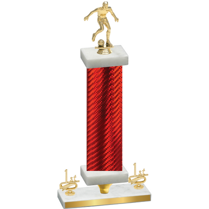 Premium Single Red Carbon Fiber First Place Soccer Trophy