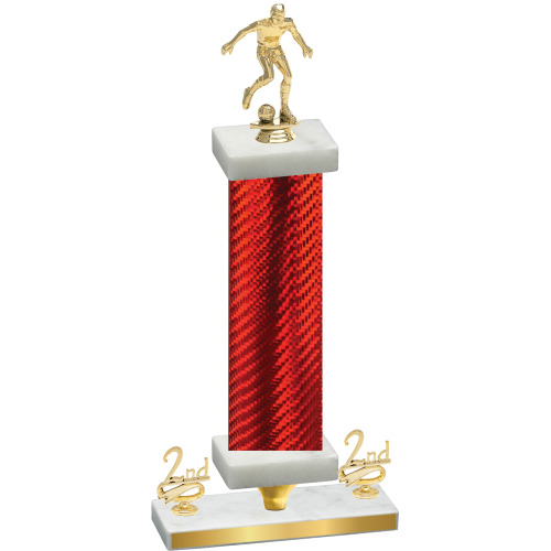 Premium Single Red Carbon Fiber Second Place Soccer Trophy