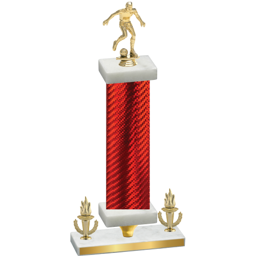 Premium Single Red Carbon Fiber Victory Soccer Trophy