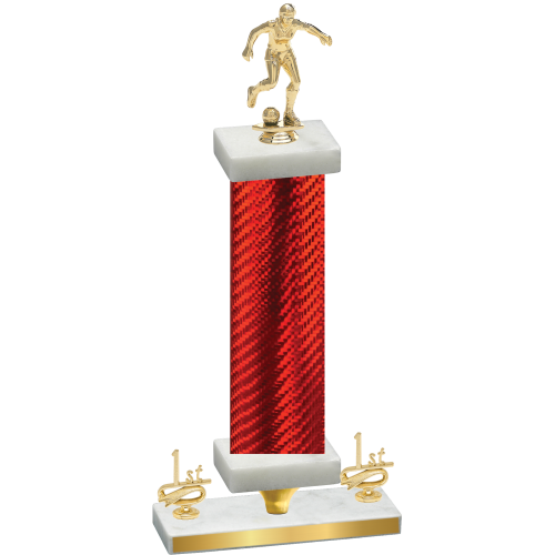 Premium Single Red Carbon Fiber First Place Soccer Trophy