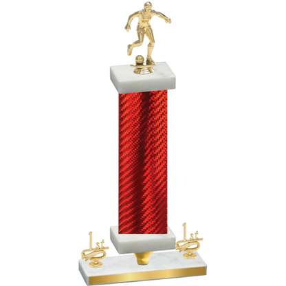 Premium Single Red Carbon Fiber First Place Soccer Trophy