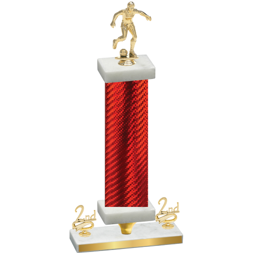 Premium Single Red Carbon Fiber Second Place Soccer Trophy