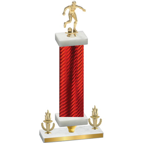 Premium Single Red Carbon Fiber Victory Soccer Trophy