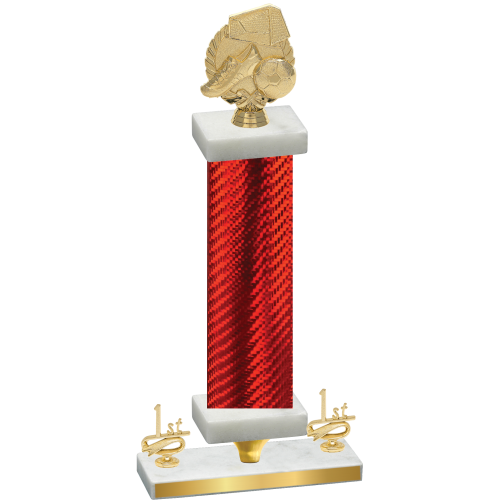 Premium Single Red Carbon Fiber First Place Soccer Trophy