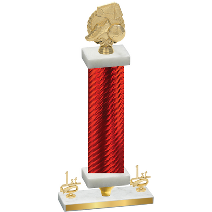 Premium Single Red Carbon Fiber First Place Soccer Trophy