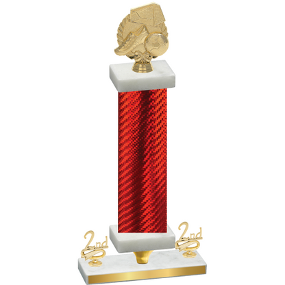 Premium Single Red Carbon Fiber Second Place Soccer Trophy