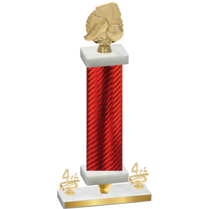 Premium Single Red Carbon Fiber Fourth Place Soccer Trophy