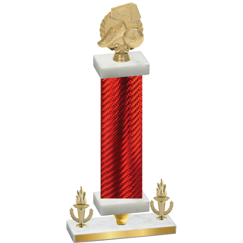 Premium Single Red Carbon Fiber Victory Soccer Trophy