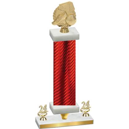 Premium Single Red Carbon Fiber Year Soccer Trophy