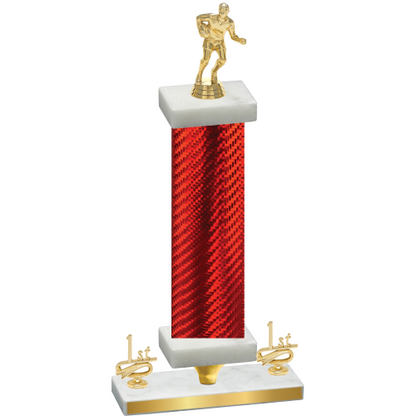 Premium Single Red Carbon Fiber First Place Rugby Trophy