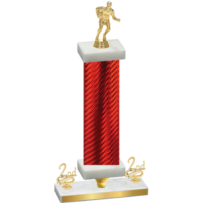 Premium Single Red Carbon Fiber Second Place Rugby Trophy