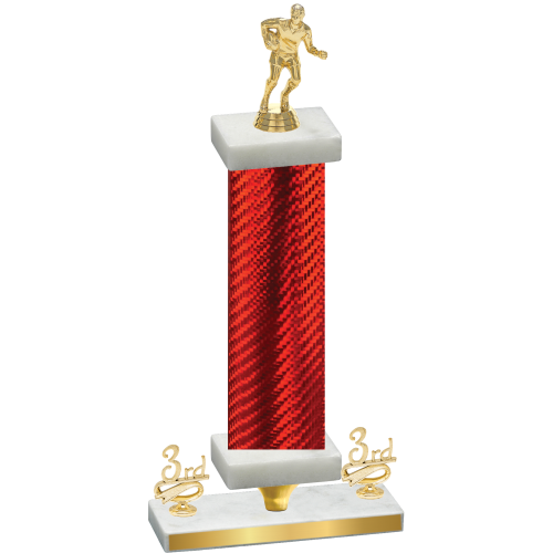 Premium Single Red Carbon Fiber Third Place Rugby Trophy