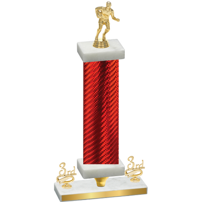 Premium Single Red Carbon Fiber Third Place Rugby Trophy