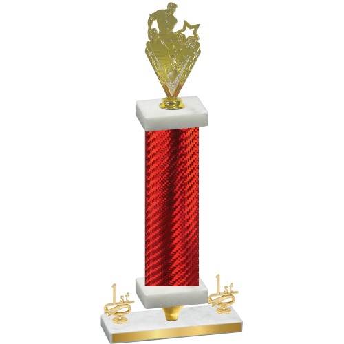 Premium Single Red Carbon Fiber First Place Rugby Trophy