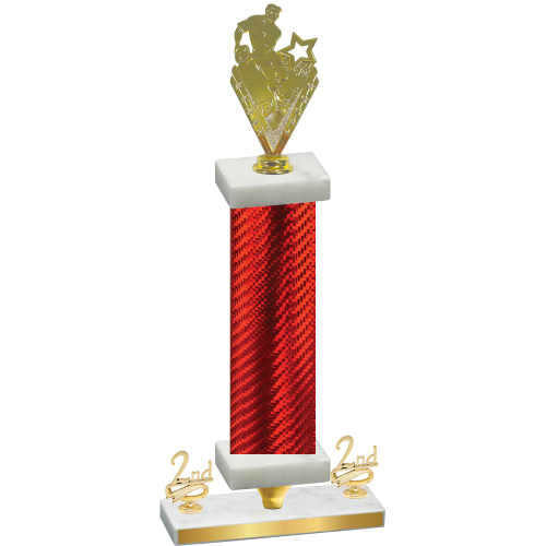 Premium Single Red Carbon Fiber Second Place Rugby Trophy