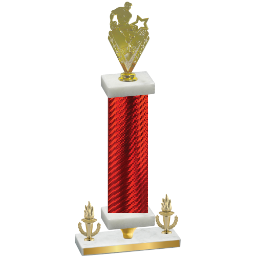 Premium Single Red Carbon Fiber Victory Rugby Trophy