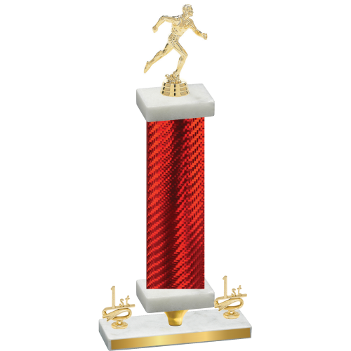 Premium Single Red Carbon Fiber First Place Running Trophy