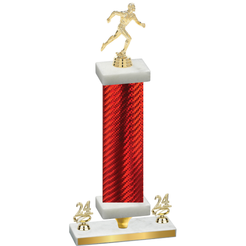 Premium Single Red Carbon Fiber Year Running Trophy