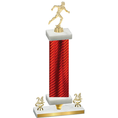 Premium Single Red Carbon Fiber Year Running Trophy