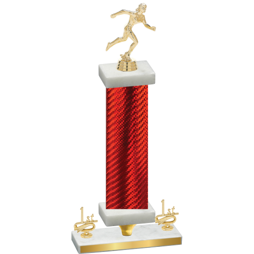 Premium Single Red Carbon Fiber First Place Running Trophy